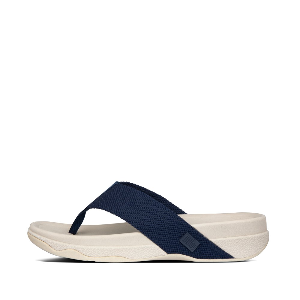 Fitflop Mens Sandals Navy/Beige - Surfer Toe-post - 02ESLYMPH